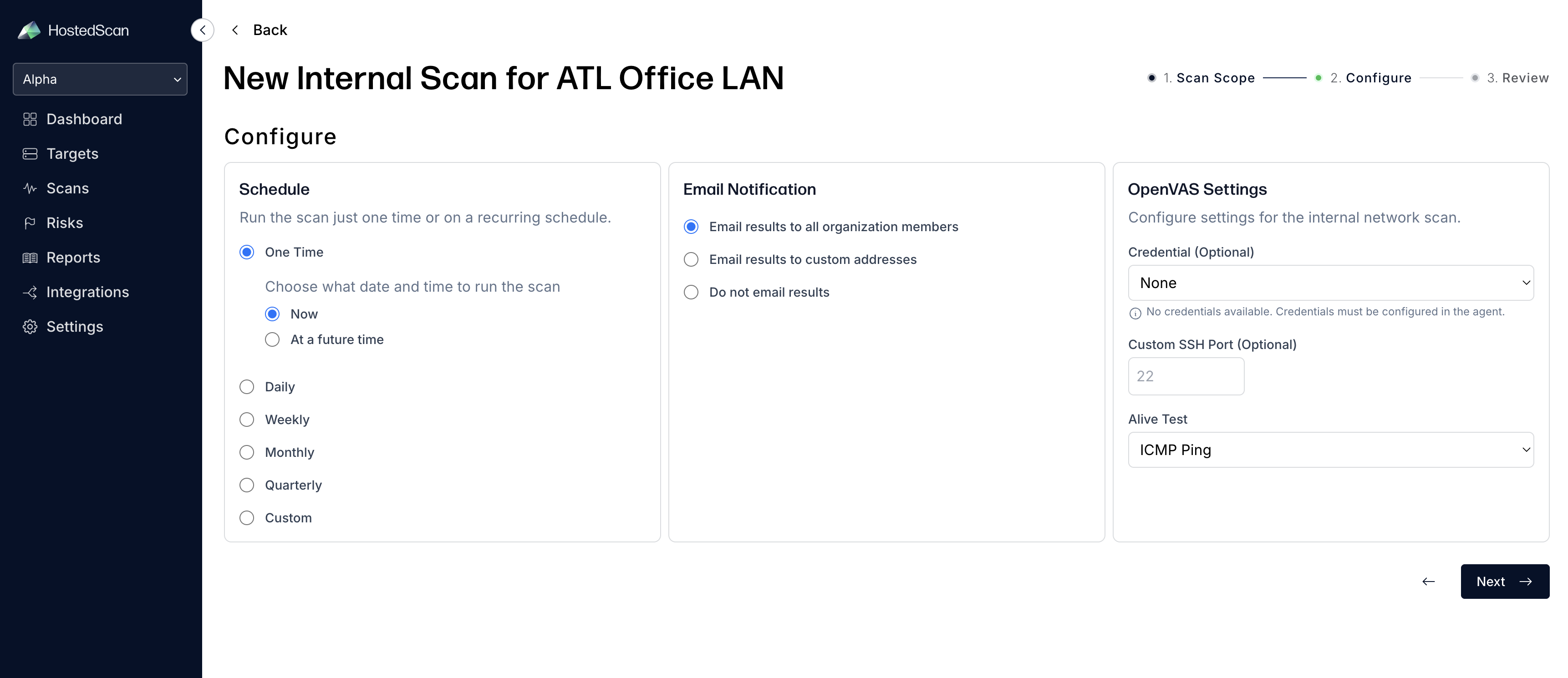 Configure Scan Settings